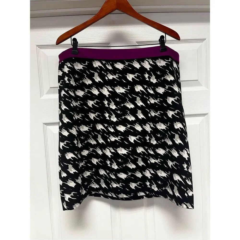 Eloquii by The Limited Black & Fuchsia Abstract Houndstooth Stretch Skirt sz 18W